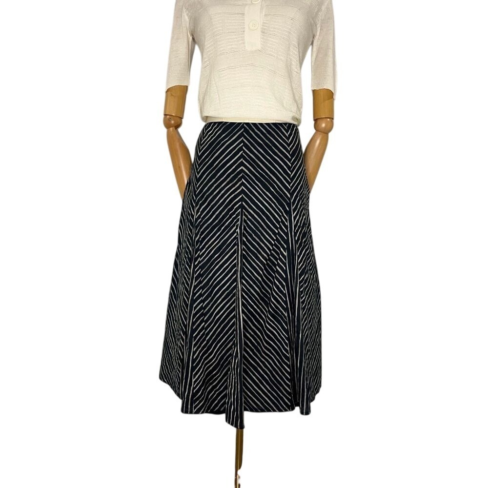 Kenneth Cole Pleated Striped MIDI Skirt Size 4
